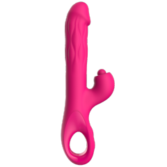 9.93'' Magenta Waterproof Rechargeable 5-in-1 App-Controlled Vibrator – Expanding, Thrusting, Tapping, 9 Modes