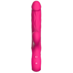 9.93'' Magenta Waterproof Rechargeable 5-in-1 App-Controlled Vibrator – Expanding, Thrusting, Tapping, 9 Modes