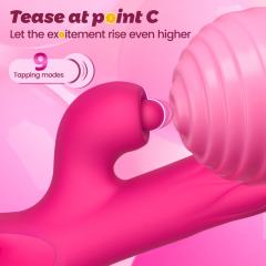 9.93'' Magenta Waterproof Rechargeable 5-in-1 App-Controlled Vibrator – Expanding, Thrusting, Tapping, 9 Modes