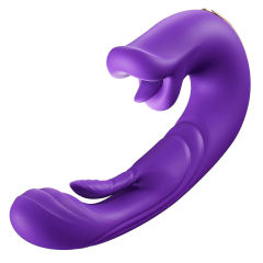 7.68'' Purple Vibrating Tongue-Licking Tapping App-Controlled Vibrator – 10 Modes, Magnetic USB Rechargeable, Waterproof
