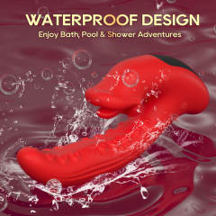 8.08" Red Silicone 10-Mode Vibrating & Tongue-Licking Rechargeable Waterproof Vibrator
