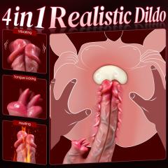 9.06" Flesh Rechargeable Waterproof Silicone Remote-Control Heating Thrusting Vibrator – 9 Modes