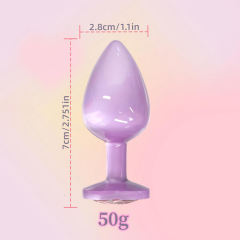 2.76" Pink Gem Base Metal Butt Plug
