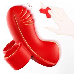 10-Speed Red Rechargeable Waterproof Silicone Finger Vibrator