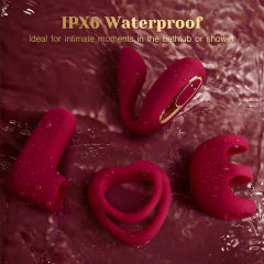 Red Rechargeable Silicone Vibrator Set with LOVE-Shaped Design – 4-Piece Combo, Remote Control, Waterproof