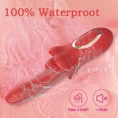 9.06" Red Rechargeable Silicone Rabbit Vibrator with Tongue-Licking & Finger-Like Motion – 10+3 Modes, Waterproof