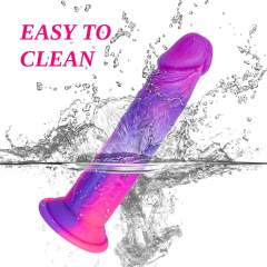 7.88" Purple & Magenta Silicone Dildo – Waterproof, Body-Safe