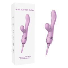 Customizable 10 Modes Purple Waterproof Rechargeable Silicone Vibrator with Suction & Teaser Tail
