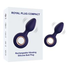 Customizable 12-Mode Rechargeable Vibrating Dark Purple Silicone Butt Plug