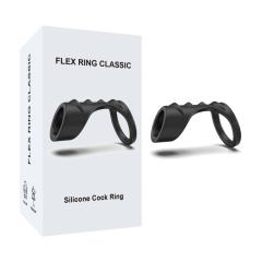 Customizable Black Textured Silicone Cock Ring with Retail Box Packaging