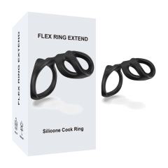 Customizable 4.14'' Black Dual Loop Silicone Cock Ring with Retail Box Packaging