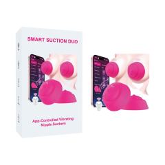 Customizable 9-Mode Magenta App-Controlled Vibrating Nipple Suckers (Pair) with Remote Controller