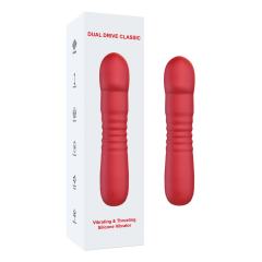 Customizable 6.7 Inch 10-Mode Red Waterproof Rechargeable Silicone Thrusting Vibrator