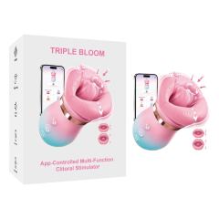 4.85'' Pink-Blue 5-in-1 Oral Vibrator – Rotating, Sucking, Tongue-Licking, 10 Modes, App-Controlled, USB-Magnetic Rechargeable, Waterproof