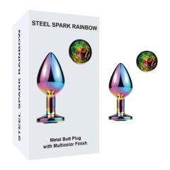 Customizable 2.76 Inch Rainbow Metal Butt Plug with Gift Box