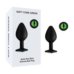 Customizable 2.84 Inch Green Eye Base Waterproof Silicone Butt Plug with Gift Box