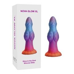 Customizable 8.47'' Multicolor Glow-in-the-Dark Textured Design Alien Fantasy Silicone Dildo with Suction Base