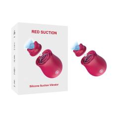 Customizable 10-Speed Red Rechargeable Silicone Rose Clitoral Vibrator with Sucking Function