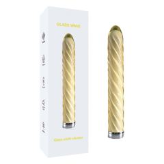 Customizable 7.09 inch 10-Mode Yellow Rechargeable Waterproof Glass Vibrator