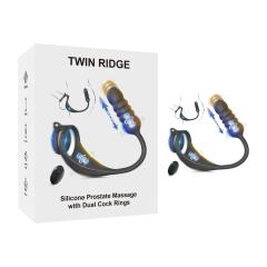 Customizable 9-Speed Black Thrusting & Vibrating Rechargeable Silicone Prostate Massage with Dual Cock Rings and Remote Control