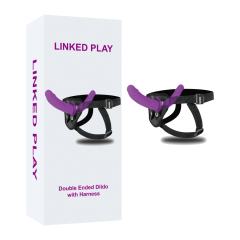 Customizable Purple Silicone Strap-On Double Ended Dildo with Adjustable Harness