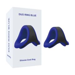 Customizable 2in1 Silicone Blue+Black Penis Ring Cock Ring Set with Retailling Box