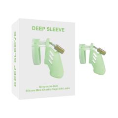 Customizable 3.55 Inch Glow-in-the-Dark Green Waterproof Silicone Male Chastity Cage with Locks
