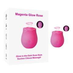 Customizable Glow-in-the-Dark 10-Function Magenta Silicone Rechargeable Clitoral Sucking Rose Sex Toy