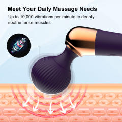 9.65’’ Dark Purple Rechargeable Wand Massager with 10 Vibrating Modes and 5 Vibrating Speeds