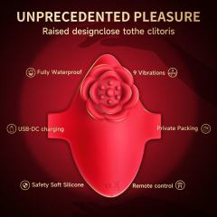 10 Vibration Modes Rechargeable Wearable Red Rose Vibrator with Remote Control
