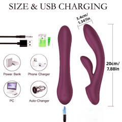 7.88 Inch 12-Mode Waterproof Rechargeable Silicone Purple Dual-Stimulation Rabbit Vibrator