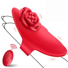 10 Vibration Modes Rechargeable Wearable Red Rose Vibrator with Remote Control