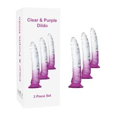 Customizable Clear & Purple TPE 3-Piece Dildo Set