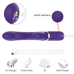 9-Mode Waterproof Rechargeable Purple Inflatable Silicone Vibrator with Expandable Shaft