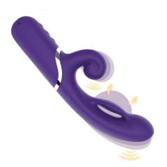 9-Mode Waterproof Rechargeable Purple Inflatable Silicone Vibrator with Expandable Shaft