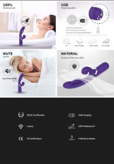 9-Mode Waterproof Rechargeable Purple Inflatable Silicone Vibrator with Expandable Shaft