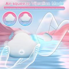 10 Vibrating Modes Blue & White Rechargeable Waterproof Air-Squeeze Vibrating Silicone Massager