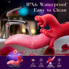 Red App-Controlled Tongue Vibrator – 9 Vibrating + 9 Tongue-Licking + 9 Rotating Modes Rechargeable Dual-Tongue Stimulation