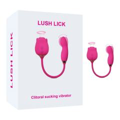 Customizable 10-Speed Pink Color Silicone Clitoral Sucking Rose with Wiggling Vibrator