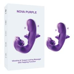 Customizable 7-Speed Purple Rechargeable Vibrating & Tongue-Licking Massager with Flapping Function