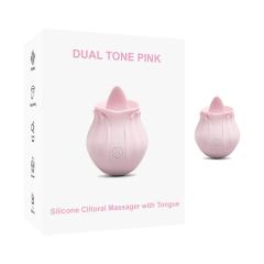 Customizable 7-Function Pink Color Silicone Clitoral Rose Massager with Tongue