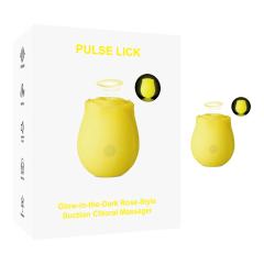 Customizable Glow-in-the-Dark 10-Function Yellow Silicone Rechargeable Clitoral Sucking Rose Sex Toy