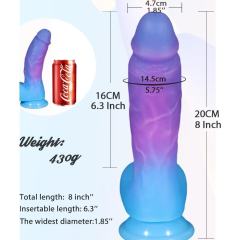 8.08" Purple & Blue Gradient Silicone Realistic Dildo – Suction Base Fantasy Style Dildo