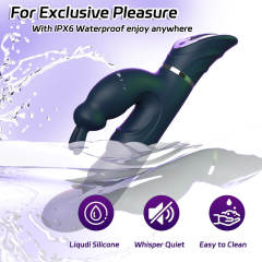 10 Vibrating Modes Dark Blue Rechargeable Waterproof Rabbit Vibrator with G-Spot & Clitoral Stimulation