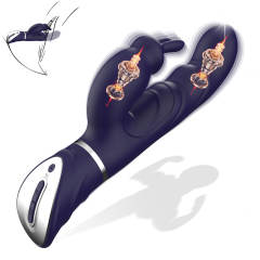 10 Vibrating Modes Dark Blue Rechargeable Waterproof Rabbit Vibrator with G-Spot & Clitoral Stimulation