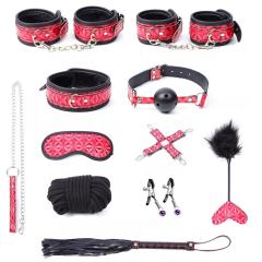 11-Piece Black & Red High Quality DBSM Bondage Kit