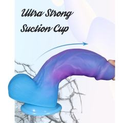 8.08" Purple & Blue Gradient Silicone Realistic Dildo – Suction Base Fantasy Style Dildo