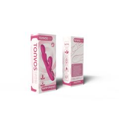 9.26" Magenta Rechargeable Silicone Rabbit Vibrator – 10 Vibrating + 10 Tongue-Licking + 10 Finger Motion Modes