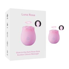 Customizable Glow-in-the-Dark 10-Function Pink Silicone Rechargeable Clitoral Sucking Rose Sex Toy