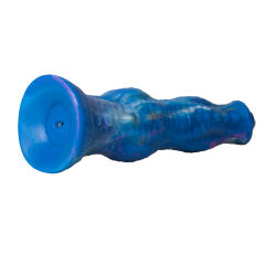 8.67" Blue Multicolor Rechargeable Remote Control Silicone Thrusting Fantasy Dildo – 8 Vibrating + 3 Thrusting Modes with Suction Base